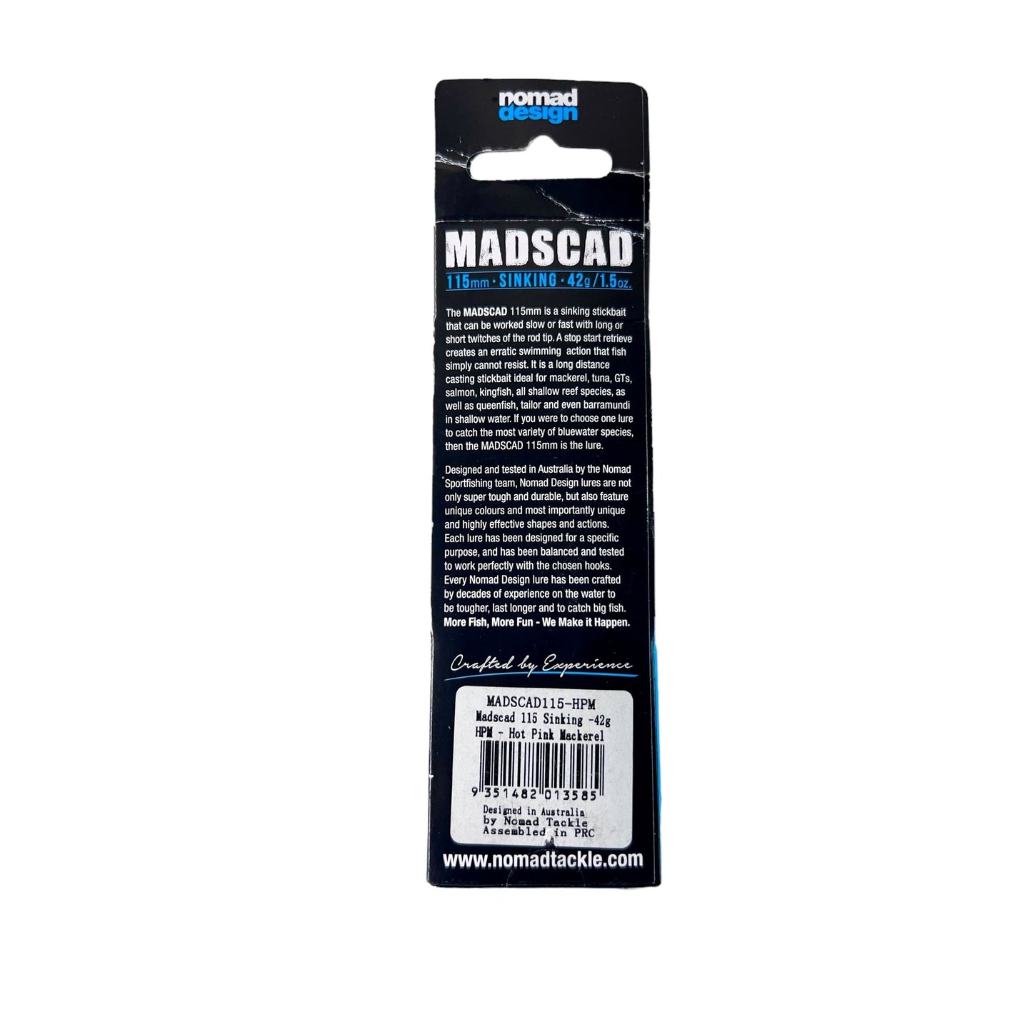 Madscad Sinking Stick Bait Fishing Lure 115mm 42g Hot Pink Mackerel