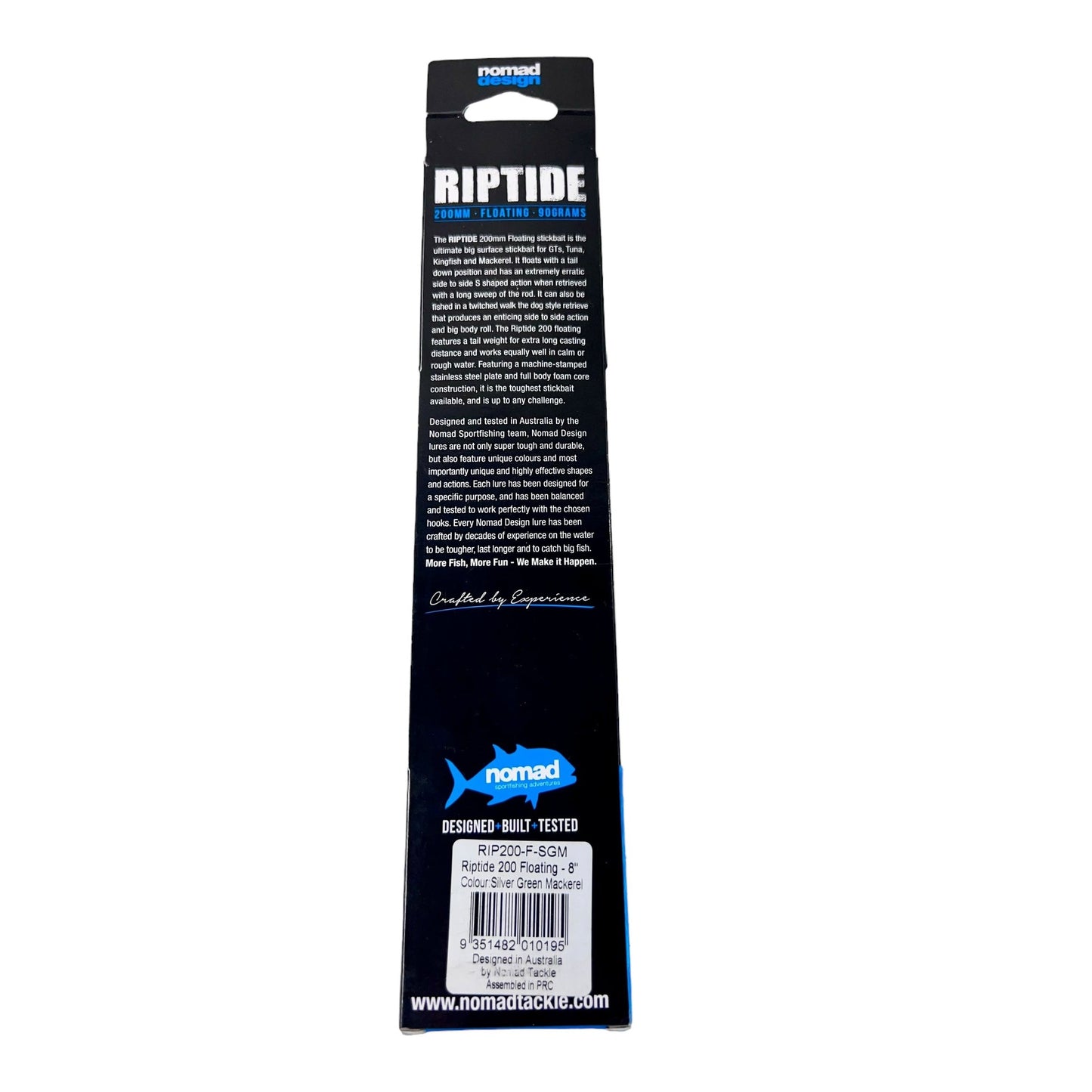 Riptide Floating Stickbait Lure 200mm Silver Green Mackerel