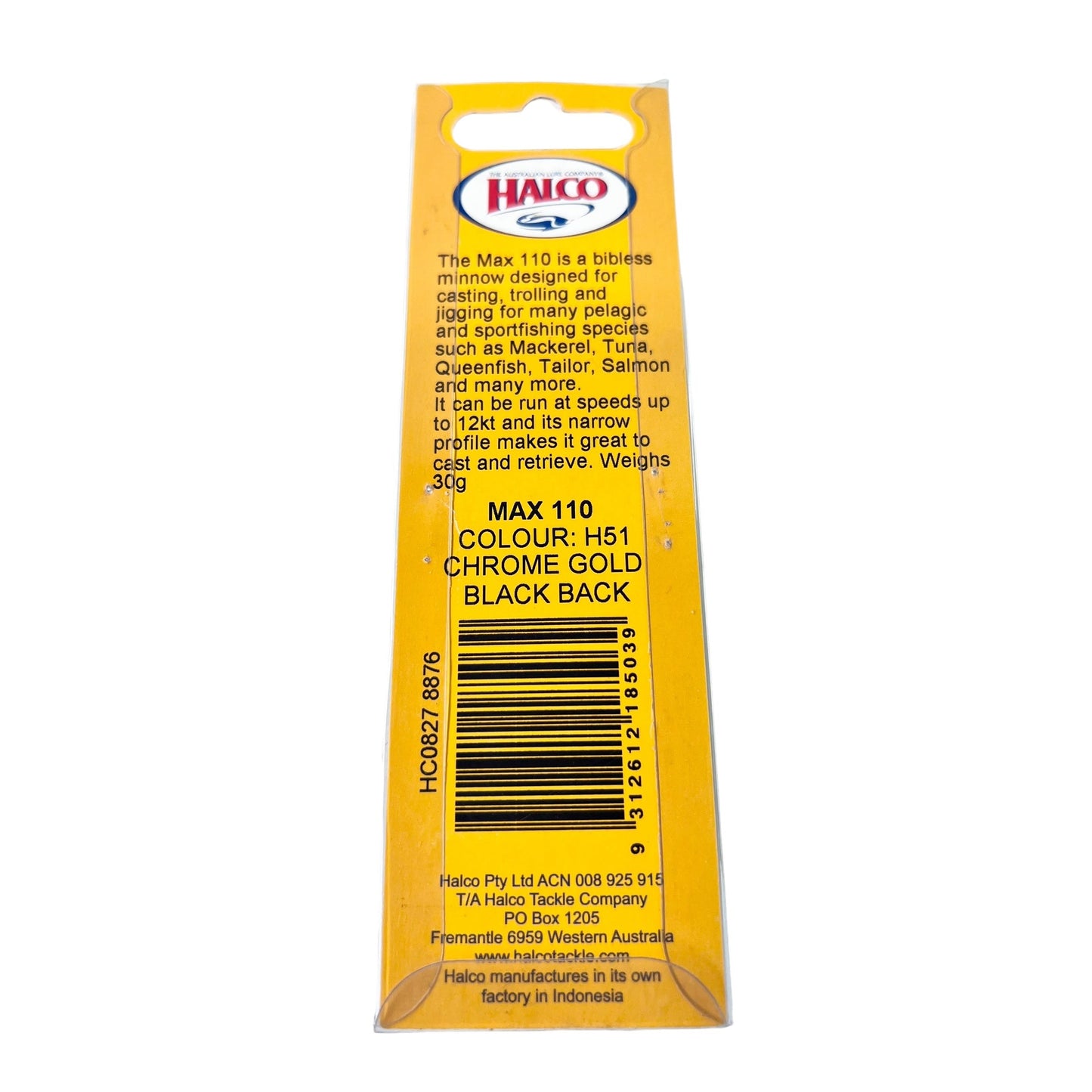 Halco MAX 110 30g Chrome Gold Black Back