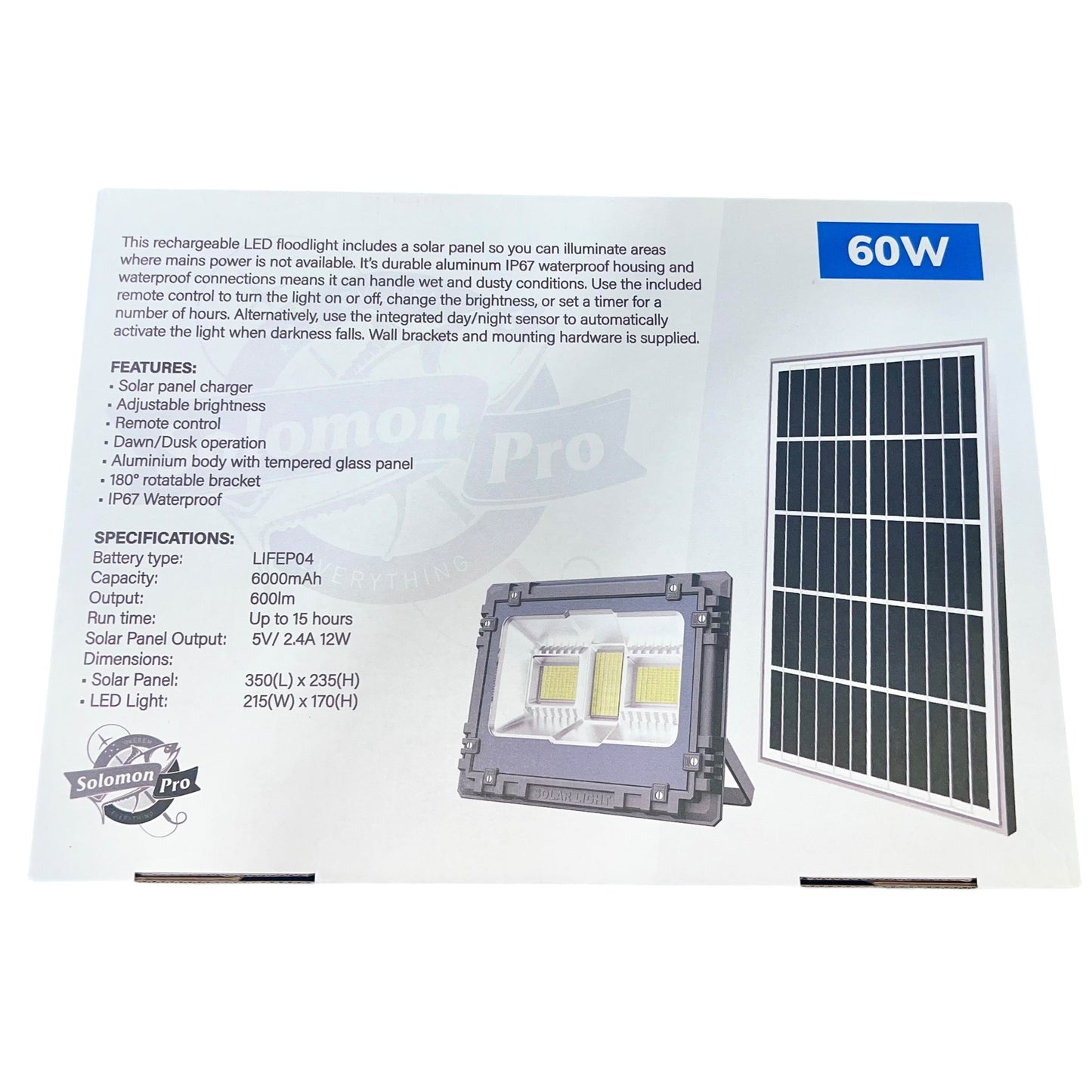 Solar Rechargeable 60w Flood Light