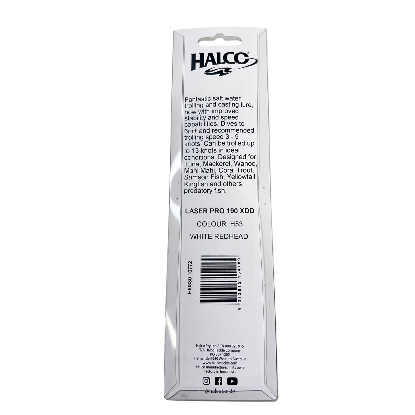 Halco White RedHead Laser Pro 190 XDD Crazy Deep 6m +