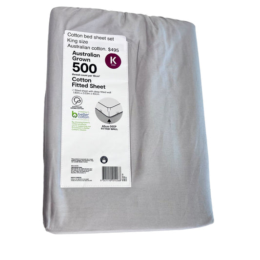 Cotton fitted sheet king size Grey colour