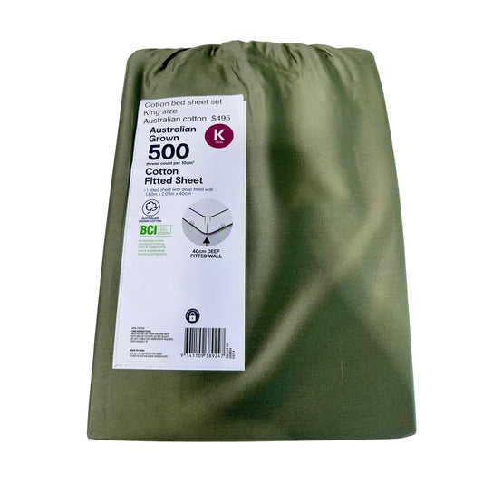 Cotton fitted sheet king size Green colour